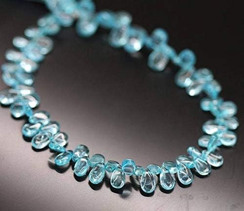 1 Strand Apatite pear Drop Smooth 8'' Long Strand Gemstone Beads, Jewelry Supplies for Jewelry Making, Bulk Beads, for Meditation Jewellery Gemstone 6mm to 7mm