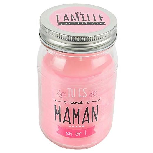 DITES LE AVEC DES MOTS MO0156 Bougie Mason Jar, Cire/Verre, Rose, 7,8 x 7,8 x 13,2 cm