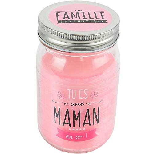 THE CONCEPT FACTORY Dites Le avec des Mots MO0156 Bougie Mason Jar Cire/Verre Rose 7,80 x 7,80 x 13,20 cm