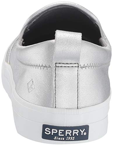 Sperry Womens Crest Twin Gore Woven Emboss Sneaker, Silver, 5.5 #TOP2