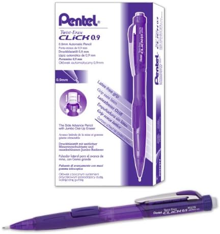 Pentel Twist-Erase CLICK Mechanical Pencil (0.9mm) Assorted Violet Barrel Colors, Color May Vary, Box of 12 (PD279TV)