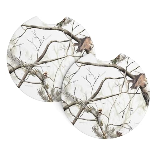 Portavasos para carro con estampado blanco camuflaje, set de 2