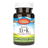 Carlson - Vitamin D3 + K2, 50 mcg (2000 IU) & 90 mcg, Bone Support, Health & Calcium Absorption, 120...