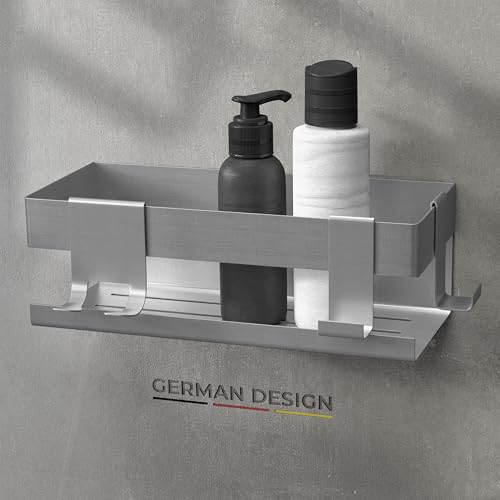 husman® Duschablage ohne Bohren | Edelstahl gebürstet | mit Ablaufrillen...