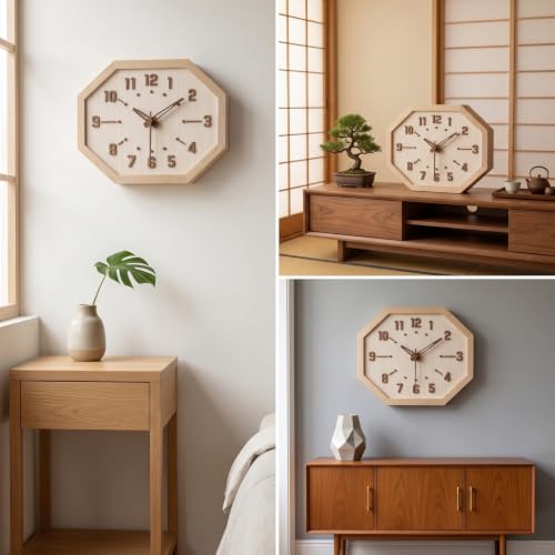 Reloj octogonal sin sonido para pared con estilo retro ideal para recibidor 6