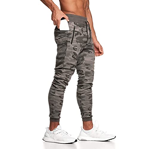 DIOTSR Mens Slim Fit Joggers Pants, Camo Tapered Workout Sweatpants for Men,Track Pants with Zipper Pockets