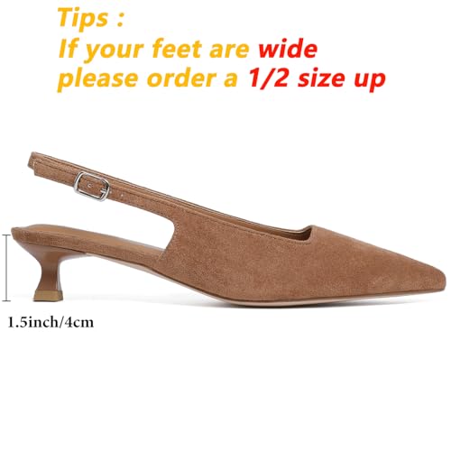 Mostrin Slingback Kitten Heels for Women Pointed Closed Toe Heels Low Pumps Shoes for Party Work Office3