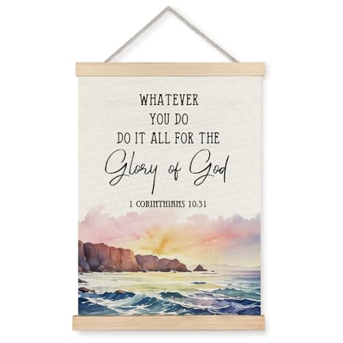 JINYO Watercolor Christian Wall Decor, 1 Corinthians 10:31 Bible Verse