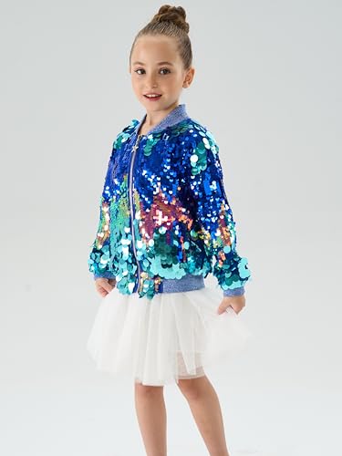 Image of 2Bunnies Girl Ombre Pastel Gradient Shimmer Sparkle Colorful Sequin Bomber Jacket