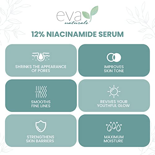 12% Niacinamide Serum For Face + 2% Zinc And Hyaluronic Acid For Smooth, Bright & Youthful Skin - Pore Minimizer, Reduce Oil, Treat Dark Spots, Improve Uneven Skin Tone & Texture, Reduces Fine Lines & Wrinkles (2 Oz) #TOP1