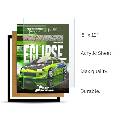 Image of Posternet MITSUBISHI Eclipse Wall Poster Frames | 8 x 12 inch | Fast and Furious Themed JDM Cars | Hanging Wall Artwork Frames for Living Room, Bedroom, Office and Etc