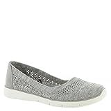 Skechers BOBS Women's Pureflex 2-Knit Knack Flat, Gray/White, 7.5 M US