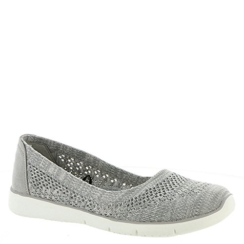 Skechers BOBS Women's Pureflex 2-Knit Knack Flat, Gray/White, 7.5 M US