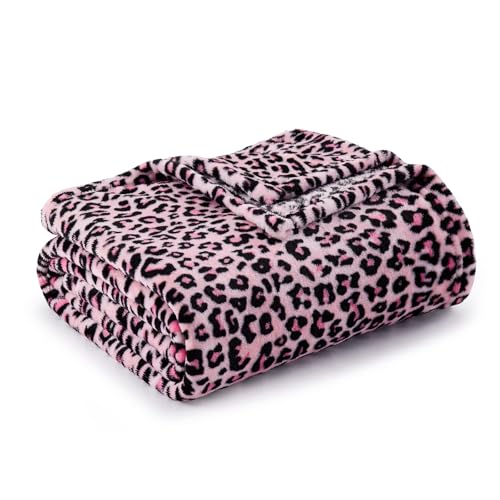 Image of BEDELITE Fleece Blanke for Couch & Bed Pink Leopard Throw Blanket - Soft & Cozy Cheetah Blanket for Sofa, Lightweight Fleece Animal Print Decor, for Women 50 inchx 60 inch, Pink