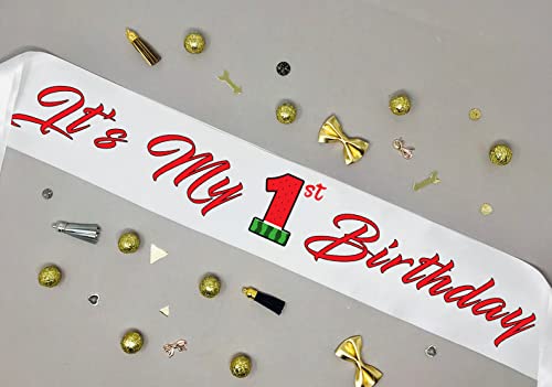 Style SecretsStyle Secrets 3" White Satin It's My 1st Birthday Sash for Little Baby Girls/Boys Turning One