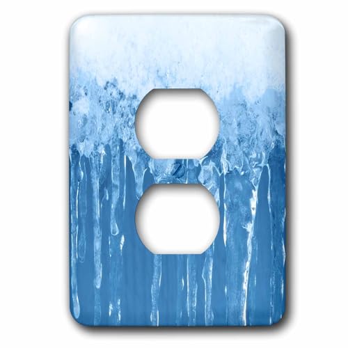 Plaque pour 2 prises de courant photographie de l'eau gelée qui coule sur fond bleu 3dRose lsp