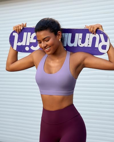 Image of RUNNING GIRL Sports Bras for Women,Padded Strappy Sports Bras Criss-Cross Back Medium Support Sports Bras with Removable Cups