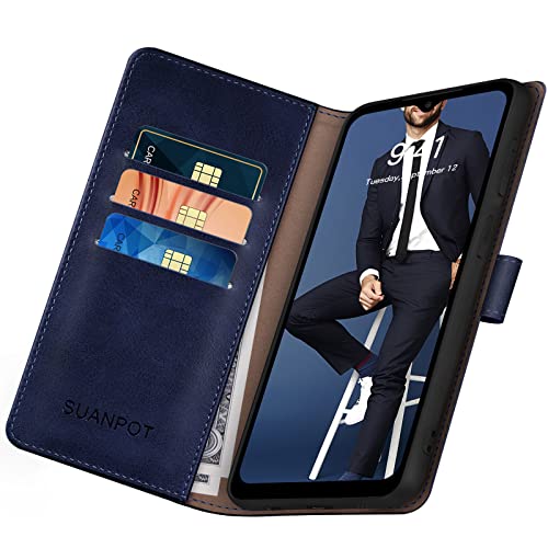 Étui portefeuille Samsung A13 5G SUANPOT bleu avec blocage RFID