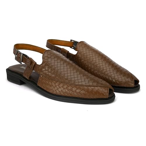 Image of San Frissco Men's Casual Mules with Leatherette Textured Design /Ethnic Jutis and Mojaris for Wedding,Occasions,Parties /Peshawari Loafers Slip-On Shoes for Men /Comfortable Fit for Everywhere
