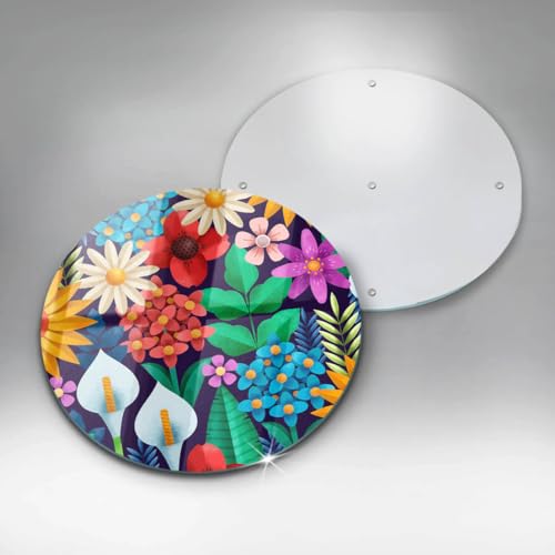 Planche à Découper Induction Wallfluent 40cm protège-plaque décoratif fleurs de prairie - 6