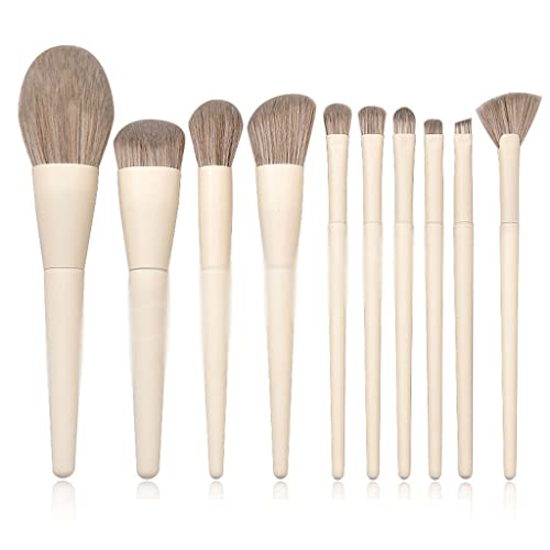 Pinceaux de maquillage avec manche en bois noble et finitions soignées pour poudre et yeux