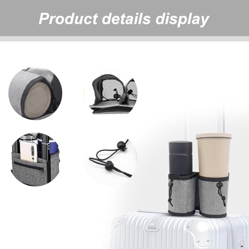 Image of 2 in 1 Luggage Cup Holder for Travel - Hands-Free Drink Holder for Suitcase Holds Two Cups of Coffee & Travelers - Ideal for on-The-go Travelers, Easy-to-Carry Design for All