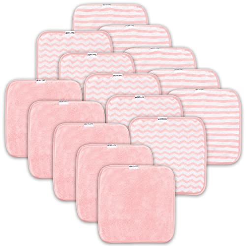 Image of MOIICARE 15 Pack Baby Washcloths - Super Soft Absorbent Wash Cloths for Boy and Girl, Newborn Essentials Baby Clothes, Gentle on Sensitive Skin for Face and Body, 10" by 10", Pink