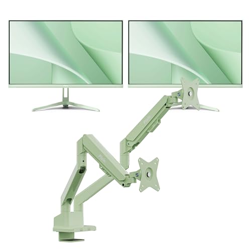 Image of Pixio Two PX246 Wave Mint Green 24 inch 120Hz Refresh Rate FHD 1080p Resolution IPS Panel 4ms GTG Response Time Gaming Monitor and PS1D Wave Mint Green Dual Monitor Arm