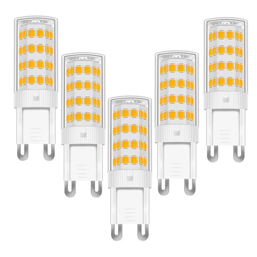 tkhetiana 5W G9 LED Light Bulb Warm White 3000k,Dimmable 5W G9 Led Equivalent 50W,Energy Saving g9 Corn Bulb,Replaces 45W Halogen Bulb,5 Pack
