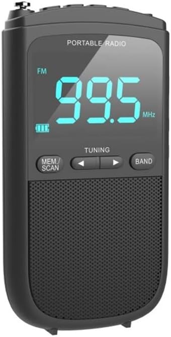 Portable Mini FM/AM Stereo Display Radio Storage Station Clock 3.5mm Headphone Output