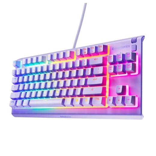 SteelSeries Apex 3 TKL Lavendel RGB Gaming-Tastatur – Kompakter Tenkeyless-Formfaktor – 8-Zonen-RGB-Beleuchtung – Wasser- und Staubresistenz – Flüsterleise Gaming-Switches - DE Layout QWERTZ