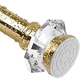 Emlaoe Gold Shower Curtain Rod 36-84 Inch Adjustable Non Rust Shower Curtain Rod Spring Tension Non Slip Shower Rods for Bathroom Window with Acrylic Finials