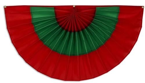 Old Glory Bunting 3' x 6' Fully Sewn 3 Stripe Green & Red Christmas Nylon Fan Flag Bunting For Seasonal Displays - Made in USA