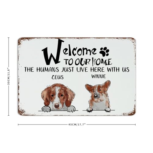 Plaque métal Welcome maison chaleureuse poster animal de compagnie mignon