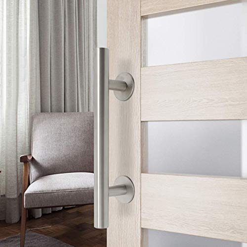 Fashion Furniture Direct 12'' Stainless Steel Flush Barn Door Handle Set Brushed Nickle 7.4 Inch Hole Centers Sliding Door Pulls Glass Door Pulls #TOP5
