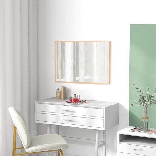 Miniatura 8 de Homcom Espejo De Pared Espejo De Baño 50x70 Cm Espejo Rectangular Decorativo Para Salón Entrada Pasillo Horizontal O Vertical Natural