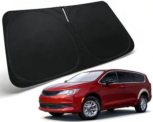 Image of Windshield Sun Shade for 2021-2025 Chrysler Voyager Accessories | Car Front Window Sun Visor & Heat Shield | 240T Sunshade Protection Blocks UV Rays Keep Your Car Cooler