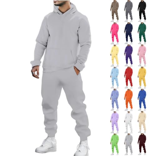 LVOFTJU Mens Sweatsuit,Sweatsuits for Mens Sweat Suit Jogging Track Suits 2 Piece Matching Sets Outfits Casual Comfy Athletic Tracksuits,A01-Light Gray,L