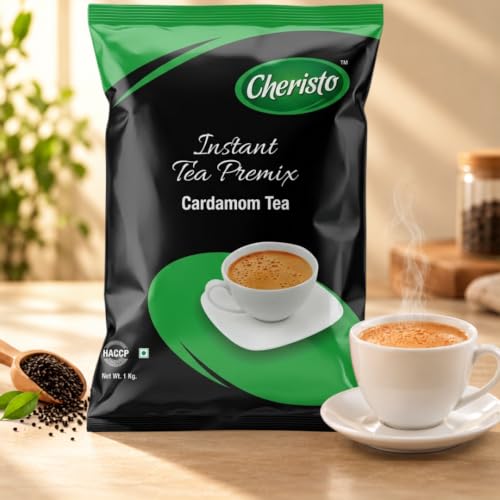 Image of Cheristo Cardamom Tea Premix 1 kg Pack | Strong Elaichi Flavor | 100% Natural Cardamom | Instant Beverage Mix for Vending Machines
