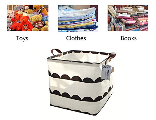 Square Storage Bins Canvas Collapsible Storage Basket with Handles Toy Organizer for Nursery, Kid's Toys, Closet & Laundry, Gift Baskets(Semicircle)