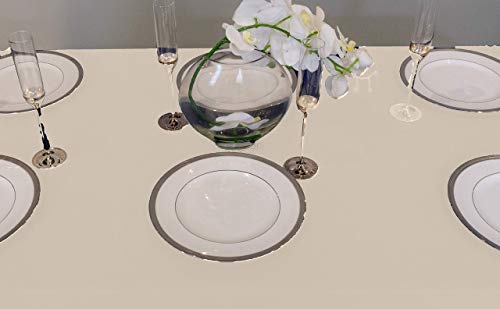 Kadut Rectangle Table Cloth 2 Pack (60 X 126 Inch) Ivory Tablecloth For 8 Foot Table | Heavy Duty Fabric | Machine Washable Tablecloth, For Parties, Weddings, Dining, Wrinkle-Resistant Table Cover #TOP3