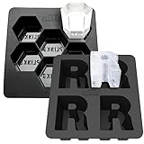DRINKSPLINKS Letter R Ice Tray + Hexagon Silicone Ice Cube Tray - 3D Monogram Ice Mold Shaped like t