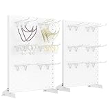 WALMANN Metal Tabletop Pegboard Display Standing Pegboards for Craft Shows, 12' x 16' Countertop Peg Board with Hooks for Jewelry & Accessories (Cream-White, 2-Pack)