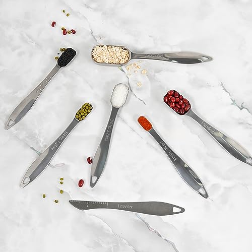 Recogwood 17 Piece Measuring Cups and Spoons Set, Stainless Steel Measuring Spoons Set and Stackable Measuring Cup with Lid for Liquid and Dry Ingredients, Cooking Baking Gadgets by Recogwood - Image 3