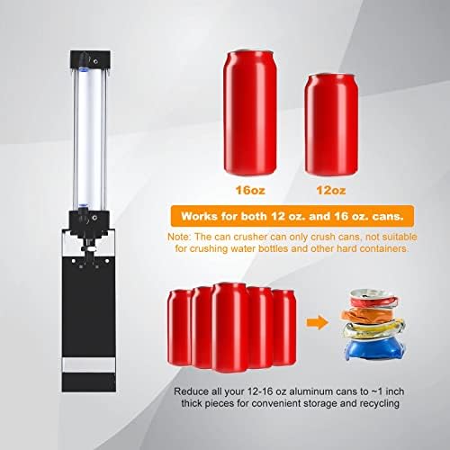 Dyna-Living Aluminum Can Crusher Heavy Duty Pneumatic Cylinder Soda Beer Can Crusher, Eco-Friendly Recycling Tool