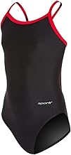 Sporti Thin Strap Girls' Athletic One-Piece Swimsuit – Competitive Bathing Suit, Chlorine Resistant for Youth Swimmers