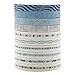 ZMLSED Vintage Pattern 5mm Wide Skinny Washi Tapes Set, 10 Rolls Blue Japanese Masking Decorative Tapes for Bullet Journal Planners DIY Decor Crafts Arts Scrapbooking Adhesive