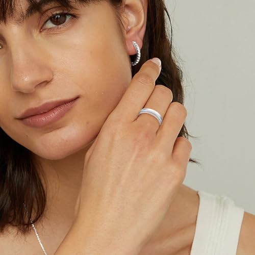 RLMOON 8PCS 14K Gold/Silver Plated Ring Set for Women Non Tarnish Dainty CZ Simulated Diamond Ring Eternity Wedding Band Non-Tarnish Gold Stackable Thumb Rings Size 4-122