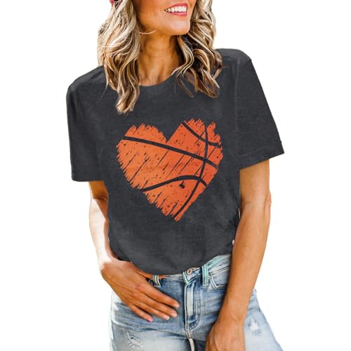 Basketball Mom Shirt Women Heart Graphic Tee