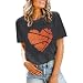 Basketball Shirts for Women Basketball Mom Shirt Tee Funny Basketball Heart Graphic Casual Basketball Lover Gifts